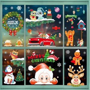 Statische Weihnachts-Fensteraufkleber mit Weihnachtsmann und Rentier für die Glasdeko