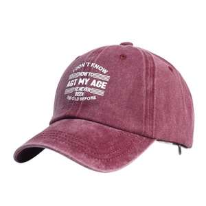 Berretto da baseball bordeaux vintage in cotone lavato con stampa slogan bianca