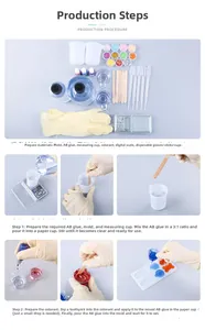 DIY resin casting kit showing 3:1 ratio mixing process with swan silicone molds