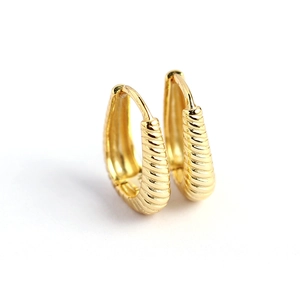 Minimalist S925 sterling silver twisted hoop earrings with textured gold finish