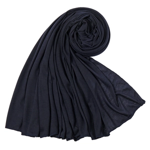 Navy blue elastic jersey cotton hijab scarf with reinforced overlock stitched edges