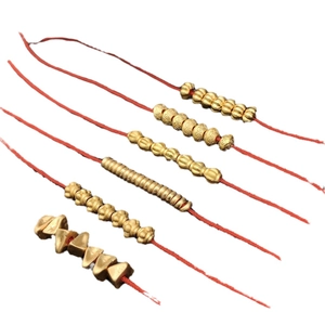Frosted gold spacers and red cord for DIY necklaces and handmade ethnic bracelets