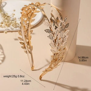 Gold leaf Greek goddess headband with size 14.86cm and weight 25g dimensions