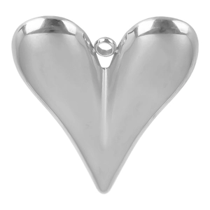 Polierter Herzanhänger aus 304 Edelstahl in Silber mit Hochglanz-Finish und Metallschlaufe