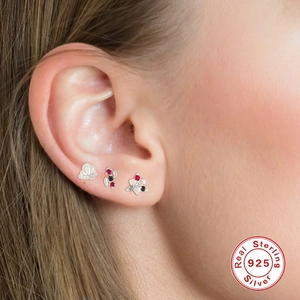 Set piercing cartilagine argento 925 con motivi di conchiglia foglia e stella