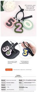 Macro shot of colorful PU leather lucky number pendants with alloy hardware for bags
