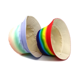 Rainbow gradient children fisherman hat with colorful macaron tones and cotton twill fabric