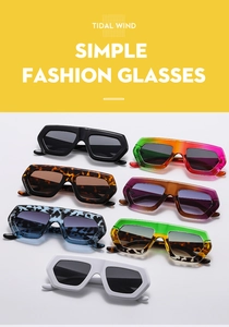 Collection of oversized square sunglasses in multiple gradient colors and trendy patterns