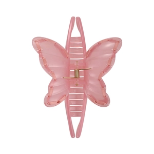 Elegant pink ribbon butterfly hair claw clip with gold spring for stylish hairstyles