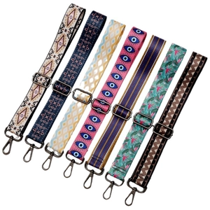 Set of seven colorful adjustable ethnic style replacement crossbody handbag straps