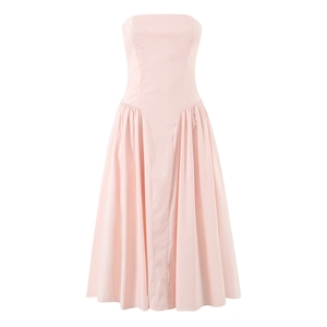 Robe Maxi Bustier Dos Lacé Taille Haute Ligne A Bouffante Sexy Couleur Unie Robe Tube Élégante Pour Femmes
