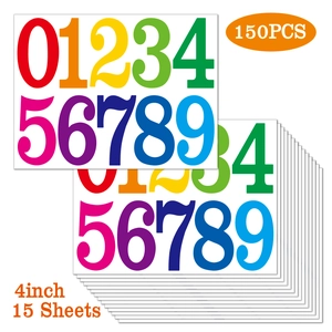 Détail de 150 autocollants chiffres colorés de 4 pouces en vinyle de 0 à 9