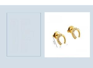 Vue détaillée des boucles d'oreilles en acier inoxydable plaqué or 18K avec strass