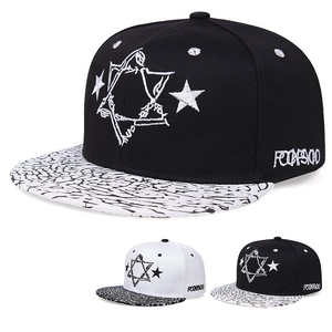 Cappello Snapback Visiera Piatta Acrilico Ricamo A Stella Motivo Crepato Streetwear Hip Hop Regolabile