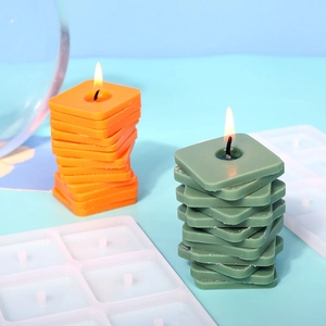 Vela aromática cuadrada apilada con molde de silicona DIY para hacer velas