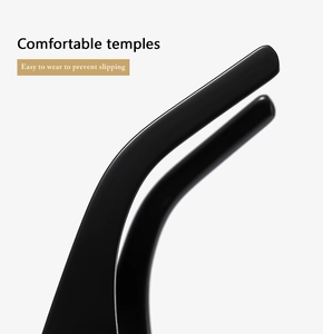 Detail of ergonomic black sunglasses temples featuring non-slip comfortable design