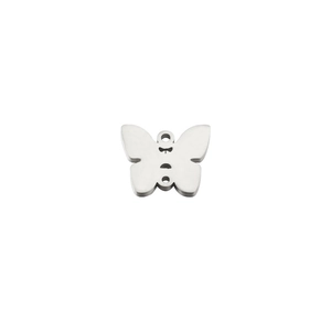 Detailed view of mirror polished stainless steel butterfly pendant for DIY jewelry making