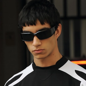 Y2K punk wraparound sports sunglasses with black frame for cycling and skiing gear