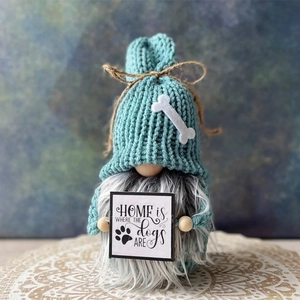 Christmas Knitted Gnome Ornaments Dog Cat Theme Faceless Rudolph Elf Doll Desk Decor Antler Bone Plaid Bow Holiday Gift