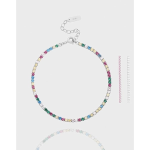 Tennis Bracelet 925 Sterling Silver Sparkling Cubic Zirconia Adjustable Extension Chain Elegant Jewelry For Women Gift