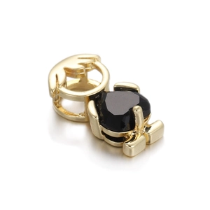 Golden heart pendant with black zircon stone for DIY jewelry making and necklaces