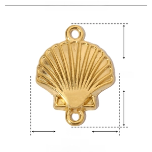 Detailed view of 17mm gold stainless steel shell pendant with size and weight parameters
