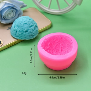 Pink semi-circle silicone mold for DIY ice cream ball with textured 6.6cm round shape