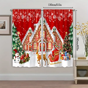 Tabella taglie dettagliata per tende natalizie con Babbo Natale e casa di pan di zenzero