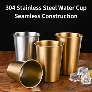 Ins industrial style 304 stainless steel beer cups in silver and gold brushed finish