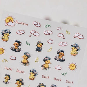 Embossed Nail Art Stickers Cartoon Little Yellow Duck Self Adhesive Thin Transparent Decals For Women DIY Manicure