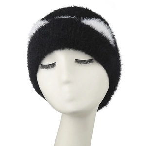 Plush Knit Beanie Hat Faux Fur Warm Winter Cap With Cat Ears Japanese Style Baggy Soft Windproof For Women