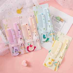 Cartoon Animal Plastic Hair Combs Portable Hairbrushes For Girls Kids Whale Dinosaur Giraffe Unicorn Pattern