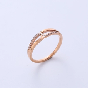 Rose gold wave ring with sparkling cubic zirconia for a minimalist stylish look