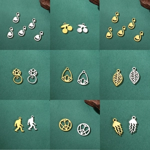 Stainless Steel Charms Pendants DIY Jewelry Making Supplies Lotus Leaf Heart Cherry Jellyfish Shapes For Necklaces Bracelets