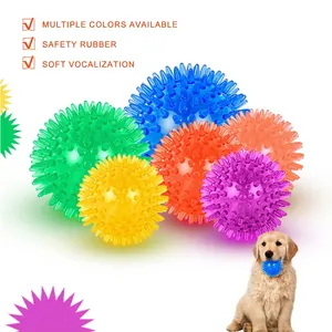 Durable squeaky TPR spiky pet balls for dogs, five bright colors with bouncing light effect