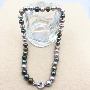 Multi-Color Artificial Pearl Necklace Morandi Peacock Green Lavender Elegant Jewelry With Zircon Inlaid Clasp For Women