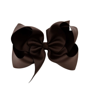 Deep brown 6 inch grosgrain ribbon hair bow clip for girls in candy color style