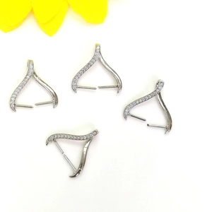 Set di 4 ganci per ciondoli in argento 14K con zirconi per collane e perle gioielli