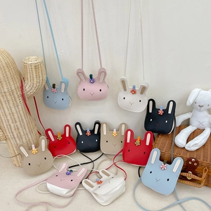 Cute rabbit shaped kids crossbody bag in 12 colors made of premium PU leather material