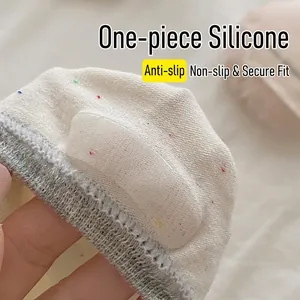 Breathable cotton invisible socks with non-slip silicone heel grip for women