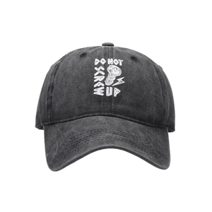 Verwaschene khakischwarze Baseballkappe mit weißem Print und vorgebogenem Schirm für Damen