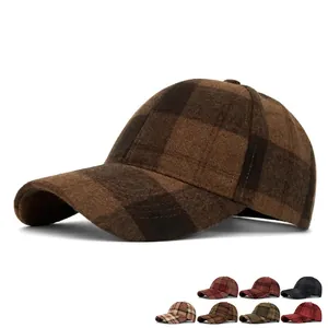 Classic plaid baseball cap for autumn and winter featuring a vintage check pattern design