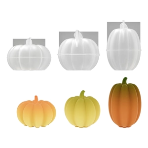 Set of three pumpkin silicone molds for making candles and resin crafts in various sizes