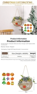 Size chart for 30x30cm wooden welcome home sign with 9 magnetic seasonal attachments