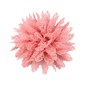 Detailed macro shot of 11cm pink lace chiffon sunflower with intricate honeycomb mesh texture