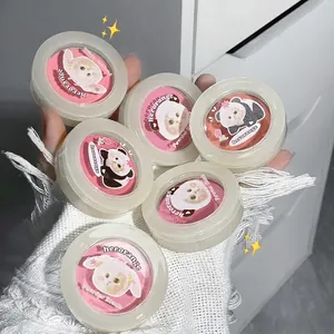 Cute cat-themed matte powder blush palette with pink peach shades for a natural glow