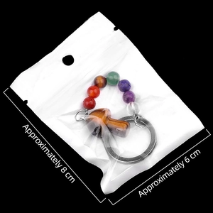 7-color natural crystal mushroom pendant keychain accessory in clear packaging