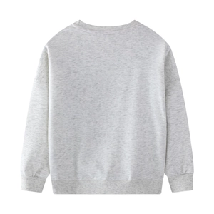Hellgraues langärmeliges Sweatshirt für Mädchen mit elastischen Rippbündchen am Saum
