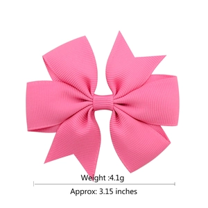 Pink 3.15 inch grosgrain ribbon bow hair clip for girls, lightweight 4.1g hair accessory