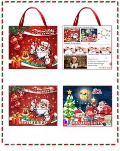 Detail showing Christmas advent calendar suitcase with puzzles and bracelet kit
